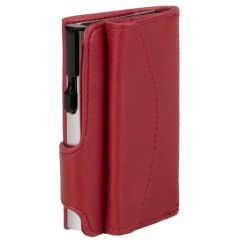 Photo Porte-monnaie avec porte-cartes - Simili-cuir - Rouge / Argent CLICKSAFE