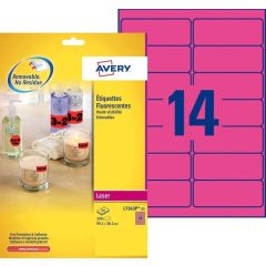 Étiquettes adhésives - 99,1 x 38,1 mm - Rose fluo : AVERY Lot de 350 Visuel