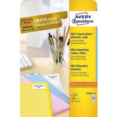 Mini-étiquettes - 46 x 11,1 mm - Blanc : AVERY L7656 Lot de 2100 Image