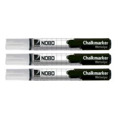 Photo Lot de 3 marqueurs à craie 2 mm - Blanc : NOBO 34438398