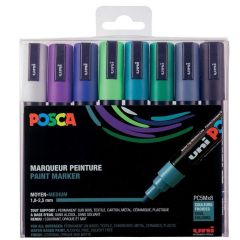 Etui de 8 Marqueurs peinture Posca PC 5M Couleurs froides UNI-BALL