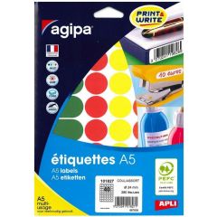 Photo Pastilles adhésives rondes - 24 mm - Assortiment AGIPA