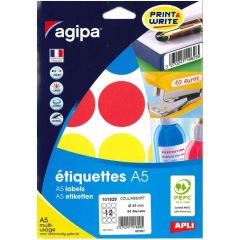 Photo Pastilles adhésives rondes - 45 mm - Assortiment AGIPA