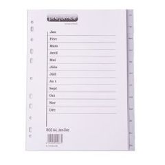 Photo Intercalaire mensuel en plastique - Jan à Déc - A4 : PRO-OFFICE