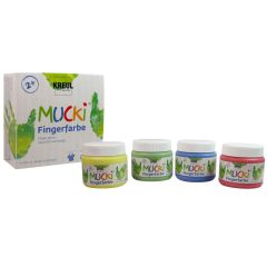 Photo C. KREUL : Lot de 4 gouaches aux doigts  MUCKI - 150 ml - Assortiment 4 couleurs