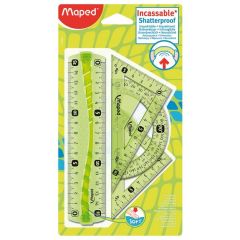 Photo Matériel de géométrie - Règle, équerres et rapporteur MAPED Mini Flex Vert
