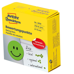 Photo Pastilles adhésives - Motif Visage positif - 19 mm - Vert AVERY