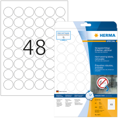 Photo Étiquettes adhésives ultra résistantes amovibles - Diamètre 30 mm - Blanc HERMA
