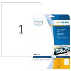 Photo Étiquettes brillantes adhésives blanches - 210 x 297 mm A4 HERMA Lot de 25