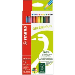 Photo 6019/2-121 STABILO : Étui de 12 crayons de couleurs hexagonal GREENcolors - Assortiment