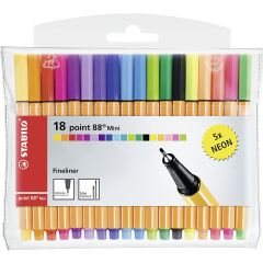 Photo STABILO : Lot de 18 stylos-feutres - Fineliner point 88 Mini 688/18-2