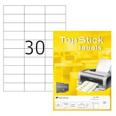 Photo Étiquettes adhésives blanches - 70 x 29,7 mm : TOP STICK 