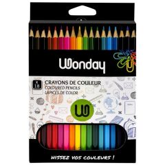 Boite de 18 Crayons de couleur - Assortiment WONDAY