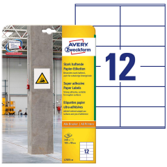 Photo Étiquettes ultra adhésives pour impression - 105 x 48 mm - Blanc AVERY