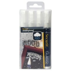 Feutre à craie liquide Waterproof 2 - 6 mm - Blanc : SECURIT Lot de 4 Image