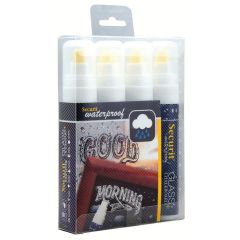 Feutre à craie liquide Waterproof 7 - 15 mm - Blanc : SECURIT Lot de 4 Image