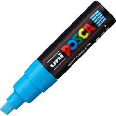 UNI-BALL : Marqueur peinture Posca PC 8K - Pointe biseautée de 8 mm - Bleu clair - PC-8K BC