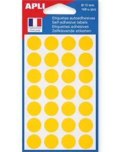 Pastilles adhésives 15 mm - Jaune APLI 111844 