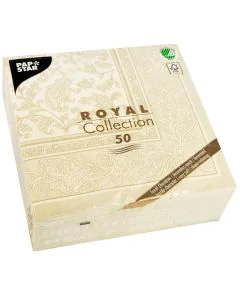 Photo Lot de 50 serviettes en papier - Champagne - 400 x 400 mm : PAPSTAR ROYAL Collection Ornements Image