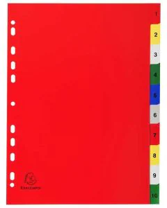 Jeu de 10 Intercalaires numériques en PP - Assortiment - 1 à 10 - 225 x 297 mm EXACOMPTA Visuel