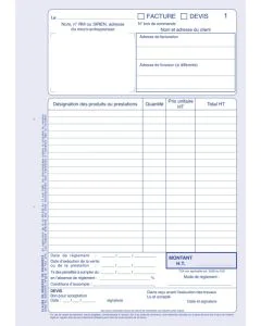 Facturier Auto-Entrepreneur Carnet autocopiant Dupli ELVE modèle