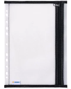 Pochette de rangement perforée à fermeture éclair Transparent / Noir - A4 : HERMA image 2