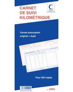 Suivi kilométrique des véhicules : Carnet autocopiant dupli ELVE 2094 