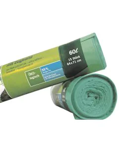 Photo Sacs poubelle avec tirant - 60 litres - Vert SECOLAN 211006