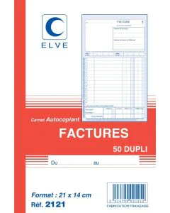 FACTURE : Carnet autocopiant Dupli 210 x 140 mm Elve 2121
