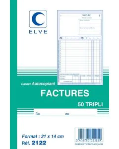 FACTURE Carnet autocopiant Tripli - 210 x 140 mm Elve 2122