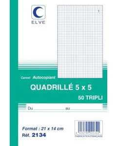 QUADRILLE : Carnet autocopiant Tripli - 210 x 140 mm 2134 Elve