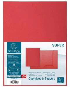 Chemises à 2 rabats - Rouge EXACOMPTA SUPER 210 Lot de 50 Image