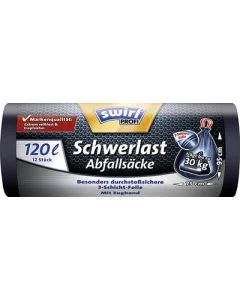 Photo Lot de 12 sacs poubelle avec cordelette - 120 litres - Noir SWIRL 4006508215775