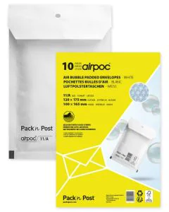 Lot de 10 Pochettes d'expédition matelassées - Blanc - 120 x 175 mm : MAIL MEDIA Visuel