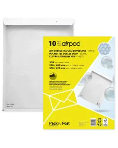 Lot de 10 Pochettes d'expédition matelassées - Blanc - 370 x 480 mm : MAIL MEDIA Visuel