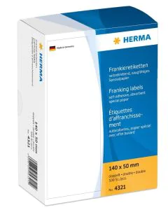 4321 HERMA : Etiquettes d'affranchissement doubles - 140 x 50 mm