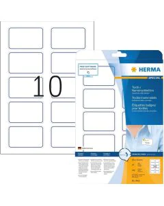 Etiquettes Badges adhésifs pour Textile - Blanc/Bleu - 80 x 50 mm : HERMA Lot de 200 Photo