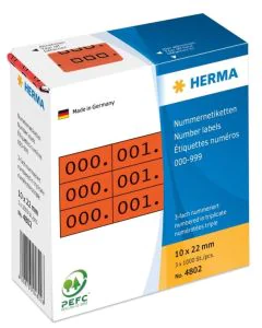 Etiquettes à triple numérotation - Noir Rouge HERMA 4802