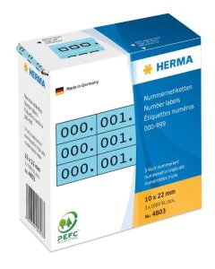 Etiquettes à  numérotation triple - Noir et Bleu HERMA 4803
