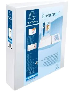 Classeur personnalisable 2 anneaux avec 2 Pochettes - Blanc -  Dos de 64 mm EXACOMPTA Image