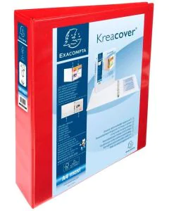 Classeur personnalisable 4 anneaux avec 2 Pochettes - Rouge -  Dos de 64 mm EXACOMPTA Image