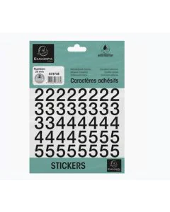 Pochette de Chiffres adhésifs de 0 à 9 - 20 mm - Noir : EXACOMPTA image