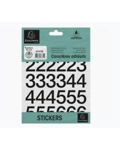 Pochette de Chiffres adhésifs de 0 à 9 - 30 mm - Noir : EXACOMPTA image