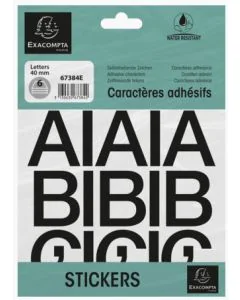 Pochette de Lettres adhésives de A à Z - 40 mm - Noir : EXACOMPTA image