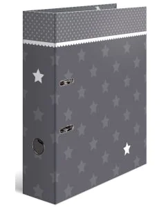 Classeur à levier - Dos de 70 mm - Motifs étoilés - Gris avec bordure HERMA Stars
