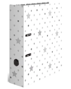 Classeur à levier - Dos de 70 mm - Motifs étoilés - Blanc à étoiles grises HERMA Stars