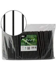 Pailles en papier - 150 mm - Noir : PAP STAR Pure Lot de 500 Visuel