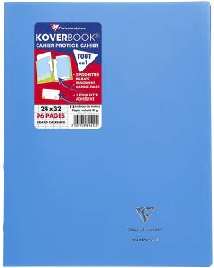 CLAIREFONTAINE : Cahier Séyès 96 pages - 240 x 320 mm - KOVERBOOK Bleu Modèle