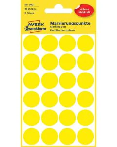 AVERY Lot de 96 pastilles adhésives 18 mm - Jaune