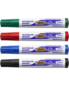 BIC Assortiment de 4 marqueurs Velleda 1701 Feutre Tableau blanc
